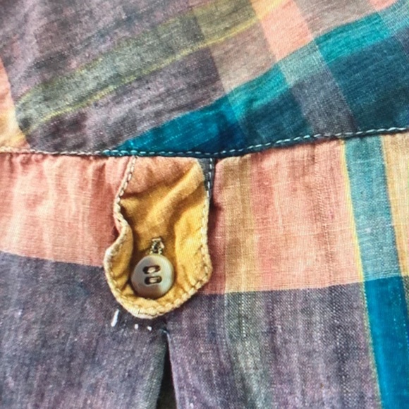 Men’sVintage 70s Union Khaki Brown Plaid Short Sleeve Cotton Shirt Size Large - Picture 6 of 6